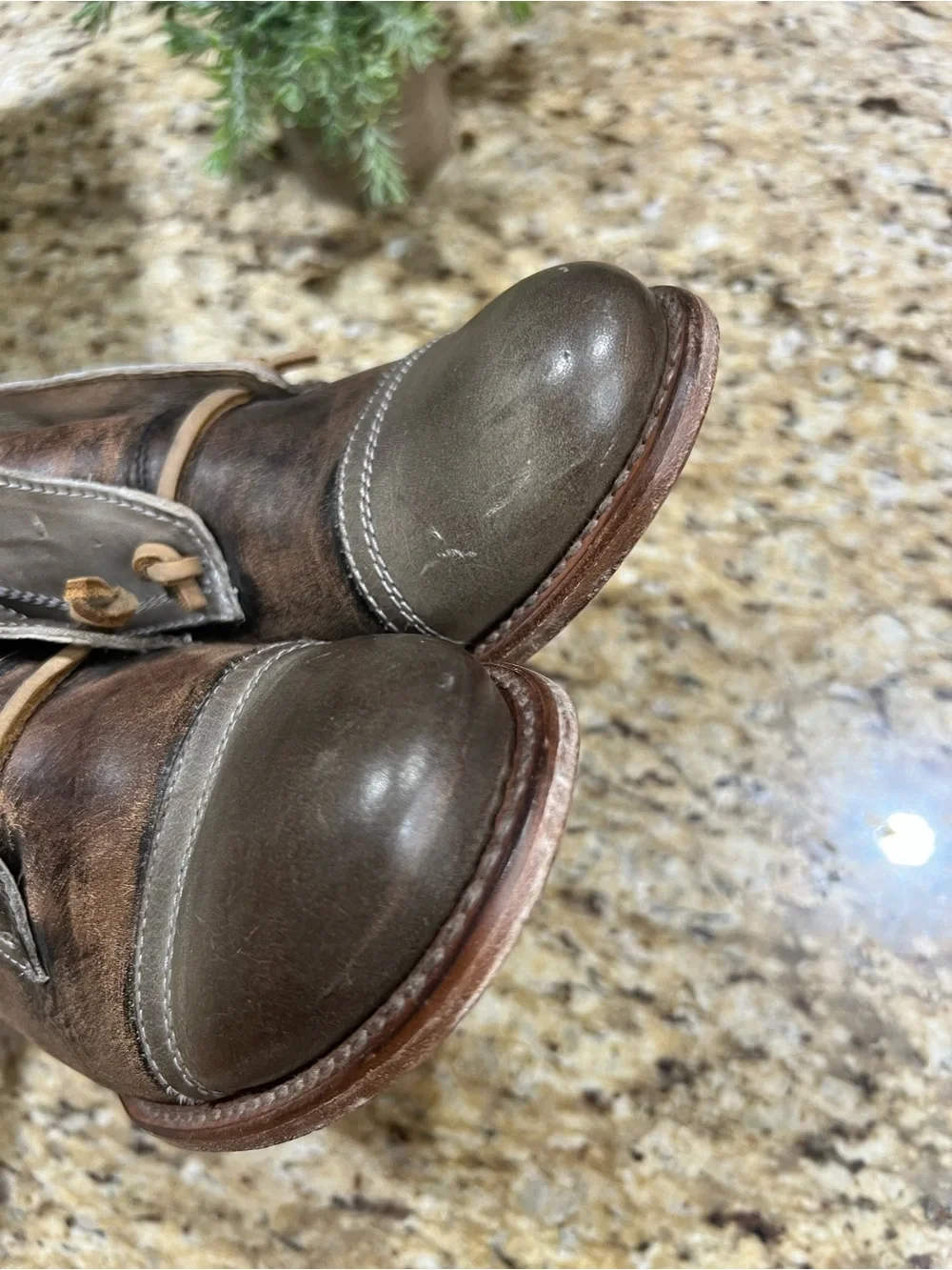 Freebird Mabel Leather Distressed Grey/Brown Western Slip-on Oxford Loafers 9